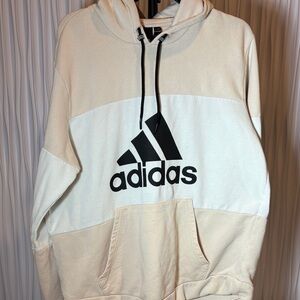 Adidas Men's Cream and White Hoodie L